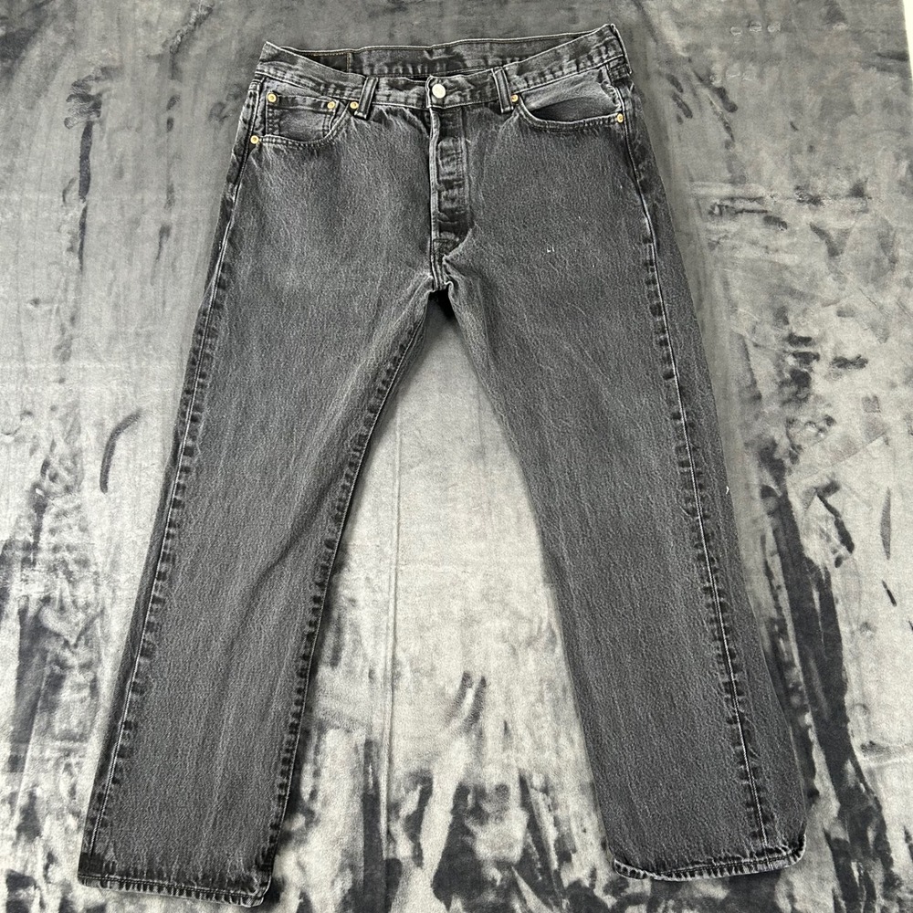 Levi's 501 Original Fit Jeans Mens 36x29 Black Straight Leg Button Fly